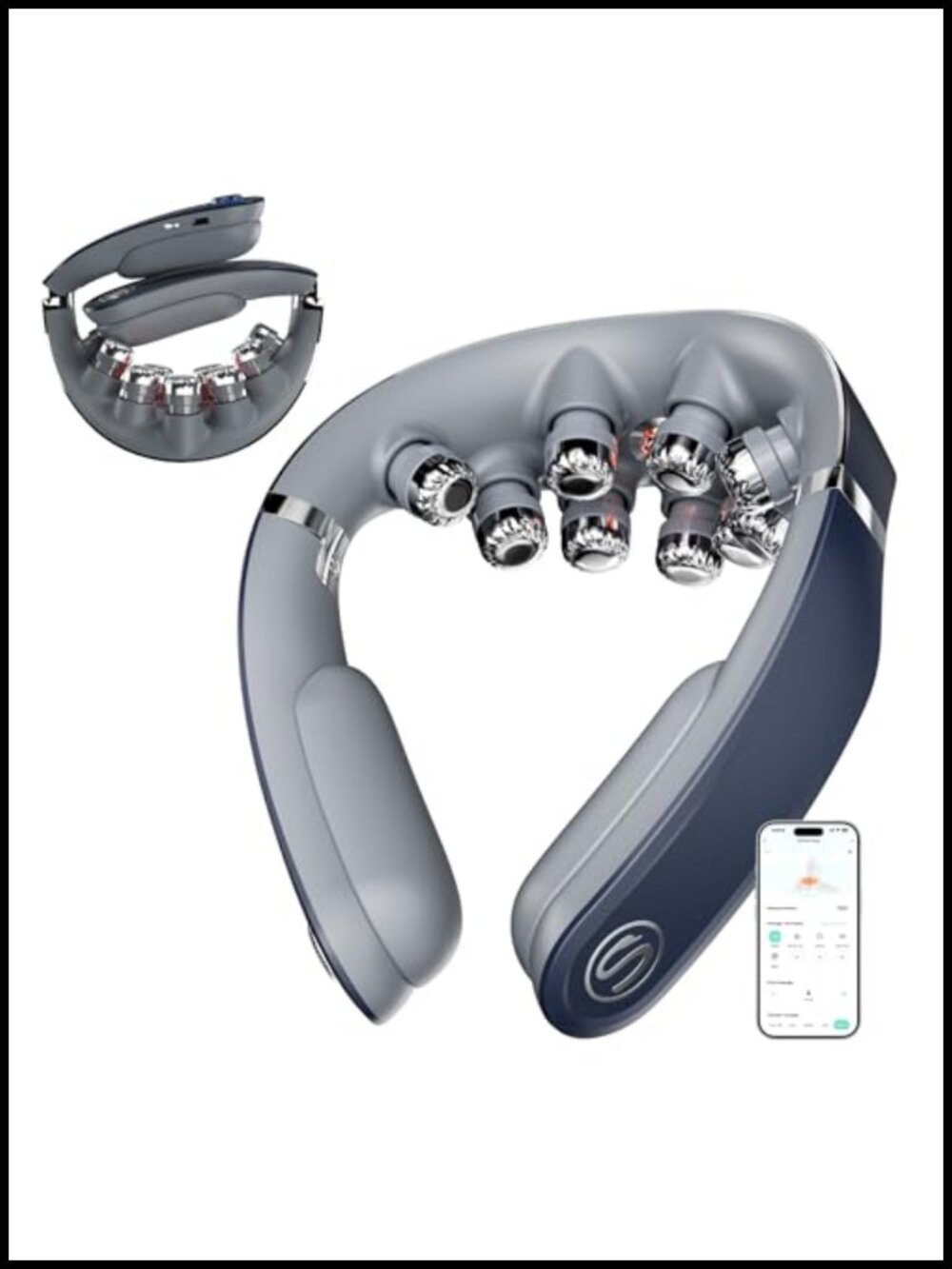 Foldable Cordless Neck Massager Heat Vibration Deep Tissue Relief